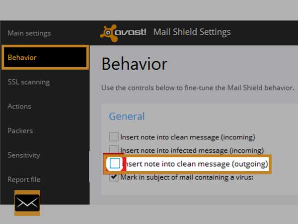 avast email settings scan outbound