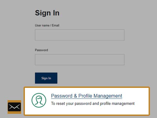 ALT+TAG: Click on the Password & Profile Management link on the NYCDOE Email Login Page.