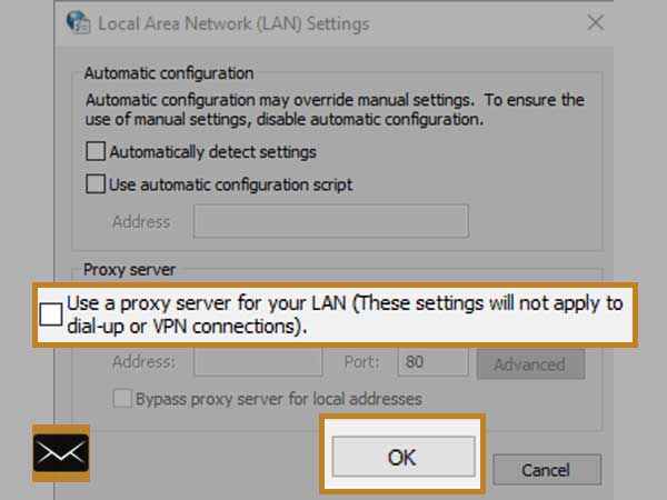 Use a proxy server for your LAN setting