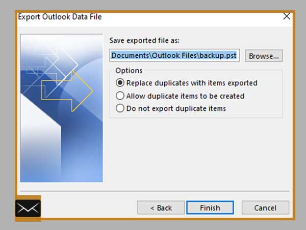 export outlook data file finish