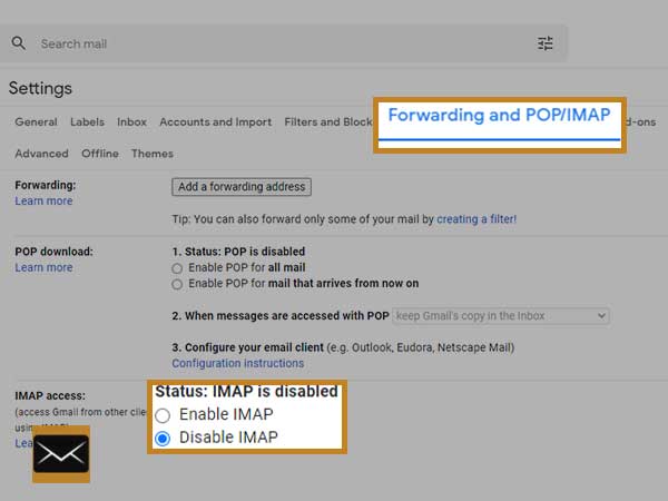 Gmail forwarding pop/Imap