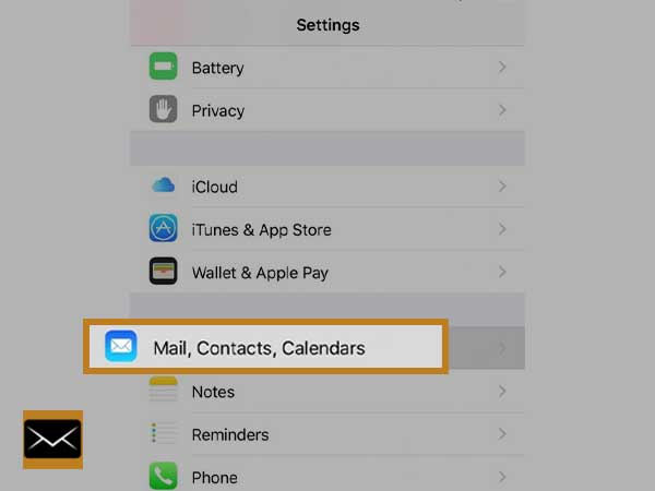 iPhone mail contacts calendars