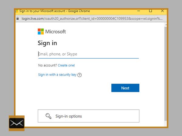 login page for Outlook users