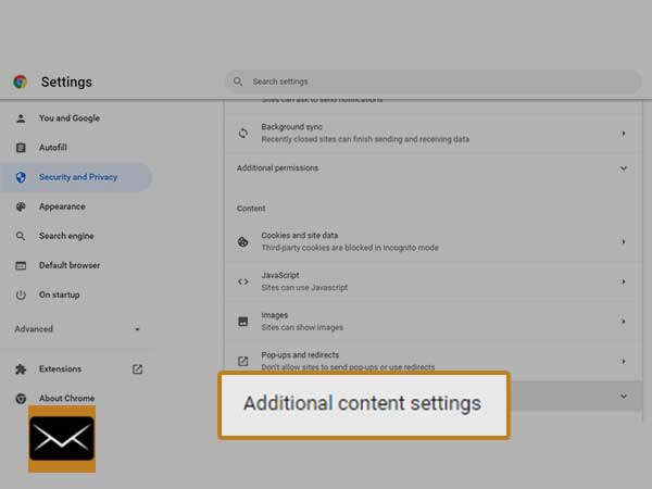 additional content settings