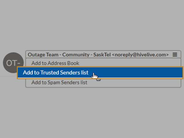 add to Trusted Sender list