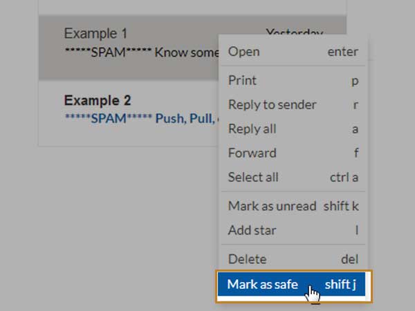 Mark email as safe