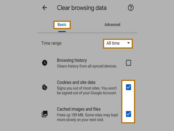 Clear Cache to free up storage