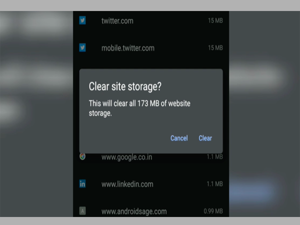 Clear website storage