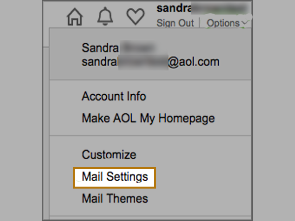 Go to AOL mail settings
